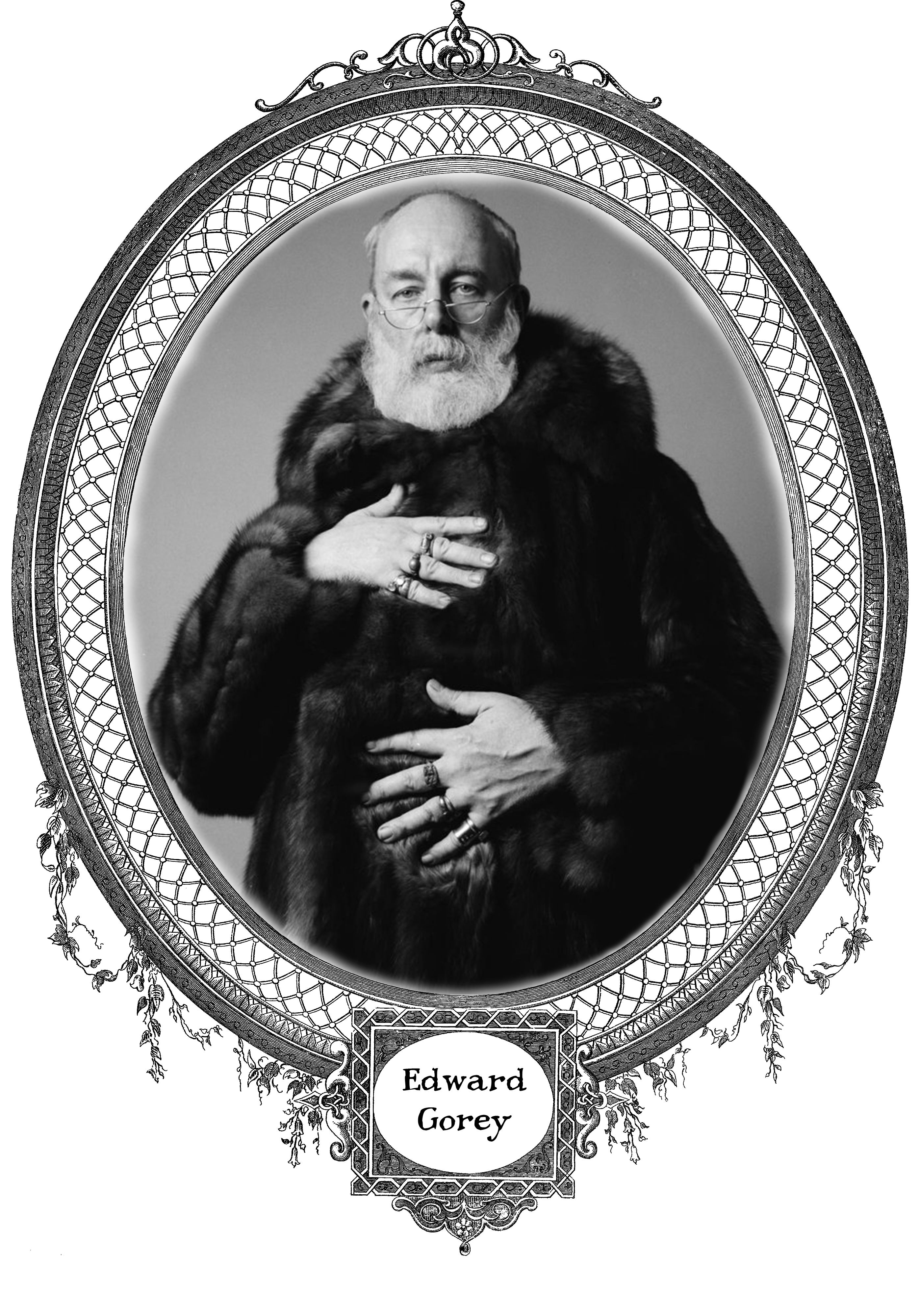 Edward Gorey in a fur coat
